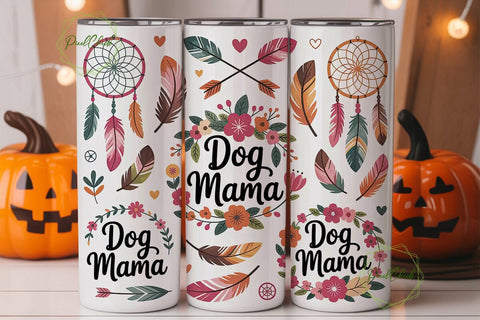Dog Mama Boho 20oz Tumbler Wrap Sublimation PixelChick 