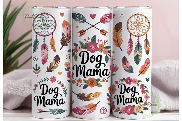Dog Mama Boho 20oz Tumbler Wrap Sublimation PixelChick 