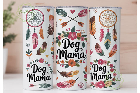 Dog Mama Boho 20oz Tumbler Wrap Sublimation PixelChick 