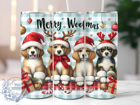 Dog Mama, Dog Christmas, Merry Woofmas, 20oz Tumbler, Sublimation Design, Pet Lover Gift, Holiday Tumbler, Christmas Dog Decor Sublimation ToriDesigns 