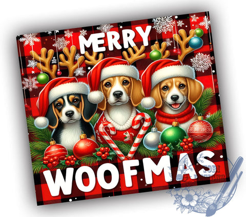 Dog Mama, Dog Christmas, Merry Woofmas, 20oz Tumbler, Sublimation Design, Pet Lover Gift, Holiday Tumbler, Christmas Dog Decor Sublimation ToriDesigns 