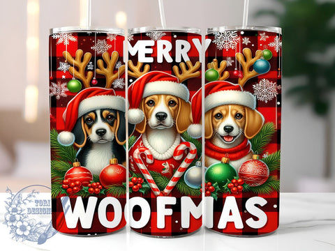 Dog Mama, Dog Christmas, Merry Woofmas, 20oz Tumbler, Sublimation Design, Pet Lover Gift, Holiday Tumbler, Christmas Dog Decor Sublimation ToriDesigns 