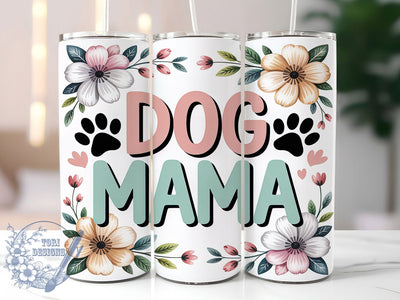 Dog Mama Floral Tumbler Wrap, Dog Mama Design, Floral Dog Lover, Pet Mom Sublimation, Dog Flower Wrap, 20oz Tumbler Template, Dog Parent Gift Sublimation ToriDesigns 