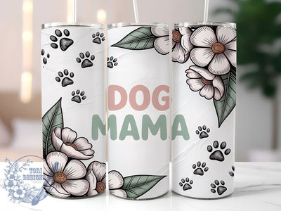 Dog Mama Floral Tumbler Wrap, Dog Mama Design, Floral Dog Lover, Pet Mom Sublimation, Dog Flower Wrap, 20oz Tumbler Template, Dog Parent Gift Sublimation ToriDesigns 