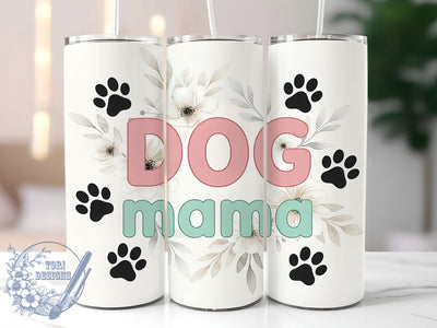 Dog Mama Floral Tumbler Wrap, Dog Mama Design, Floral Dog Lover, Pet Mom Sublimation, Dog Flower Wrap, 20oz Tumbler Template, Dog Parent Gift Sublimation ToriDesigns 
