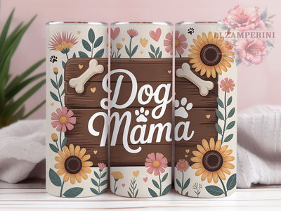 Dog Mama Sunflowers 20oz Tumbler, Dog Lover Tumbler, Pet Sublimation, Floral Wrap Design, Cute PNG, 20oz Tumbler Wrap Sublimation Li Zamperini 