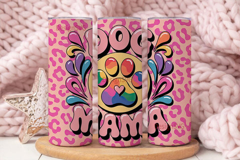 Dog Mama Tie-Dye 20oz Tumbler Wrap Sublimation DesignSVG 