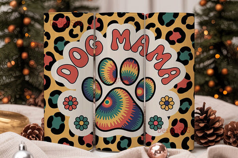 Dog Mama Tie-Dye Paw 20oz Tumbler Sublimation DesignSVG 