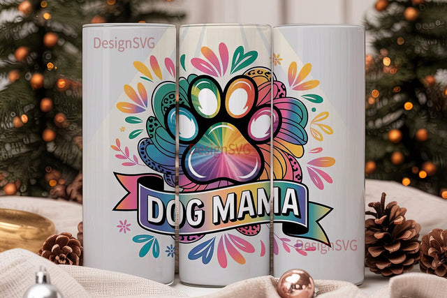 Dog Mama Tie-Dye Paw 20oz Tumbler Wrap Sublimation DesignSVG 