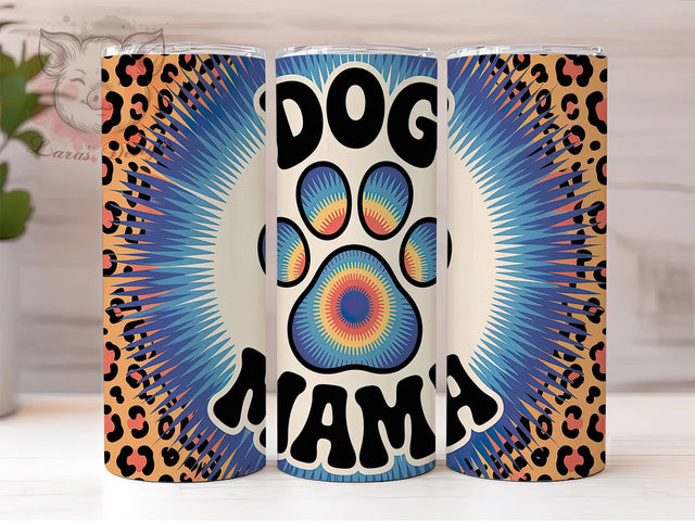 Dog Mama Tie Dye Paw Tumbler Wrap, Tie Dye Paw Print PNG, 20oz Skinny Tumbler Design, Pet Lover Sublimation Wrap, Colorful Dog Mom Tumbler, Boho Paw Print Wrap, Animal Lover Tumbler Sublimation Lara' s Designs 