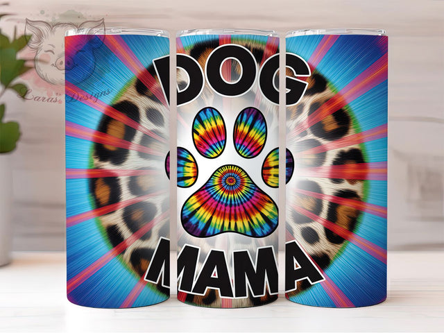 Dog Mama Tie Dye Paw Tumbler Wrap, Tie Dye Paw Print PNG, 20oz Skinny Tumbler Design, Pet Lover Sublimation Wrap, Colorful Dog Mom Tumbler, Boho Paw Print Wrap, Animal Lover Tumbler Sublimation Lara' s Designs 
