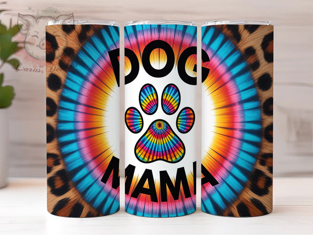 Dog Mama Tie Dye Paw Tumbler Wrap, Tie Dye Paw Print PNG, 20oz Skinny Tumbler Design, Pet Lover Sublimation Wrap, Colorful Dog Mom Tumbler, Boho Paw Print Wrap, Animal Lover Tumbler Sublimation Lara' s Designs 