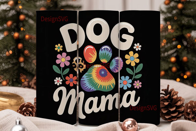 Dog Mama Tie-Dye Tumbler Wrap Sublimation DesignSVG 