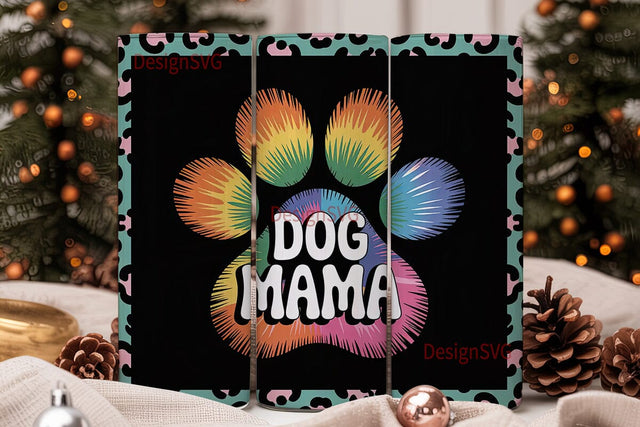 Dog Mama Tie-Dye Tumbler Wrap Sublimation DesignSVG 