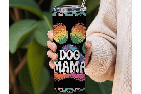 Dog Mama Tie-Dye Tumbler Wrap Sublimation DesignSVG 