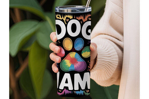 Dog Mama Tie-Dye Tumbler Wrap Sublimation DesignSVG 