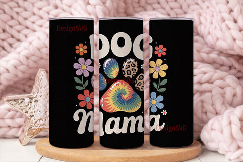 Dog Mama Tie-Dye Tumbler Wrap Sublimation DesignSVG 