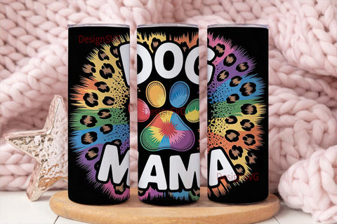 Dog Mama Tie-Dye Tumbler Wrap Sublimation DesignSVG 