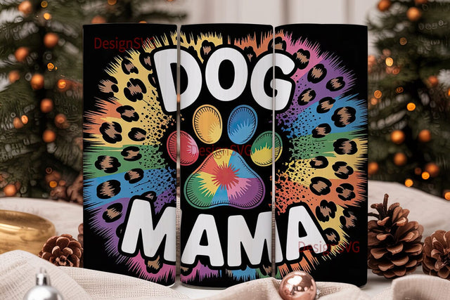 Dog Mama Tie-Dye Tumbler Wrap Sublimation DesignSVG 