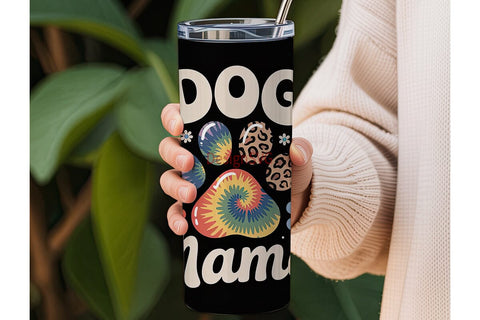 Dog Mama Tie-Dye Tumbler Wrap Sublimation DesignSVG 