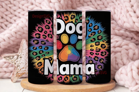 Dog Mama Tie-Dye Tumbler Wrap Sublimation DesignSVG 
