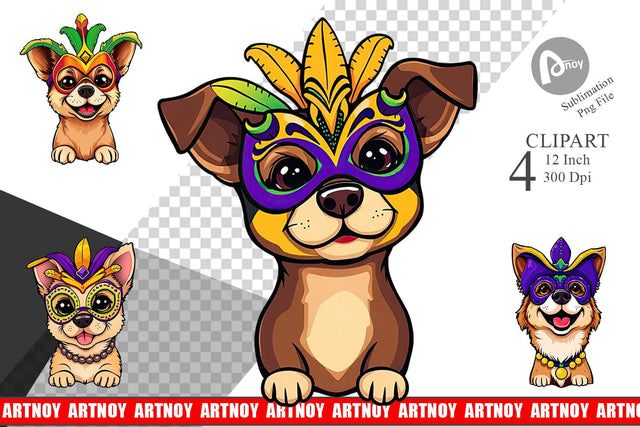 Dog Mardi Gras Clipart Sublimation artnoy 