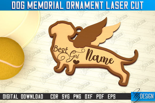 Dog Memorial Ornament | 3D Dog Silhouette | Angel Wings | CNC File SVG Fly Design 