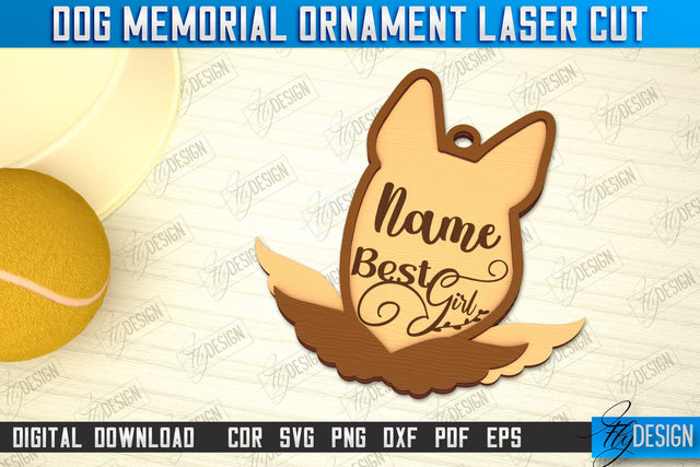 Dog Memorial Ornament | 3D Dog Silhouette | Angel Wings | CNC File SVG Fly Design 