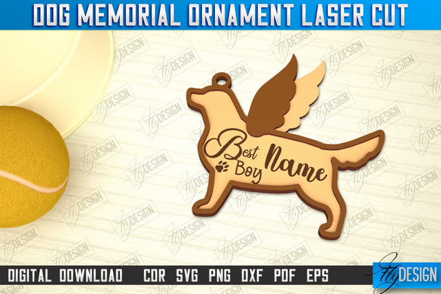 Dog Memorial Ornament | 3D Dog Silhouette | Angel Wings | CNC File SVG Fly Design 