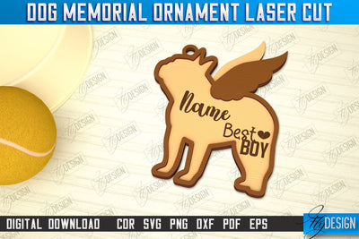 Dog Memorial Ornament | 3D Dog Silhouette | Angel Wings | CNC File SVG Fly Design 