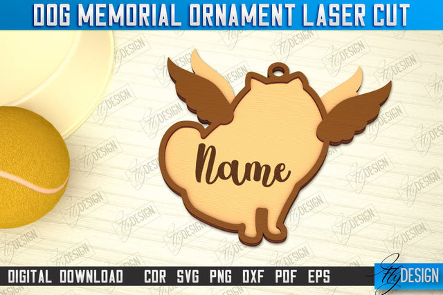 Dog Memorial Ornament | 3D Dog Silhouette | Angel Wings | CNC File SVG Fly Design 