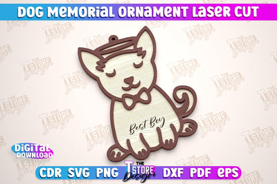 Dog Memorial Ornament | 3D Dog Silhouette | Angel Wings | CNC File SVG The T Store Design 