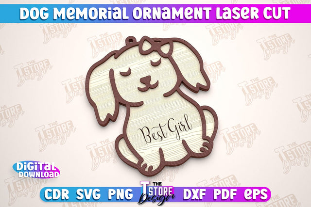 Dog Memorial Ornament | 3D Dog Silhouette | Angel Wings | CNC File SVG The T Store Design 