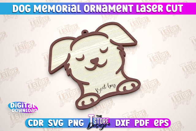 Dog Memorial Ornament | 3D Dog Silhouette | Angel Wings | CNC File SVG The T Store Design 