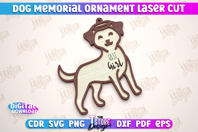 Dog Memorial Ornament | 3D Dog Silhouette | Angel Wings | CNC File SVG The T Store Design 
