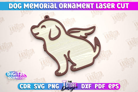 Dog Memorial Ornament Bundle | 3D Dog Silhouette | Angel Wings | CNC File SVG The T Store Design 