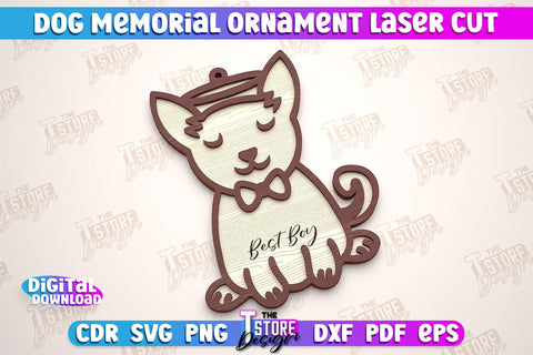 Dog Memorial Ornament Bundle | 3D Dog Silhouette | Angel Wings | CNC File SVG The T Store Design 