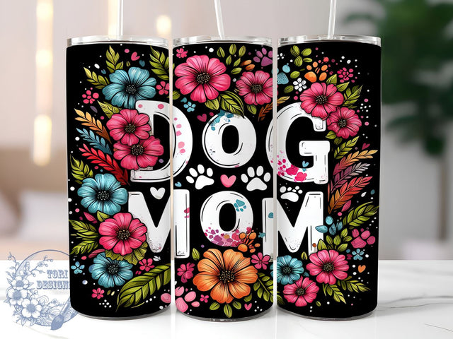Dog Mom 20oz Skinny Tumbler, Dog Lover Tumbler Png, Straight & Tapered Tumbler Wrap, Instant Digital Download Sublimation ToriDesigns 