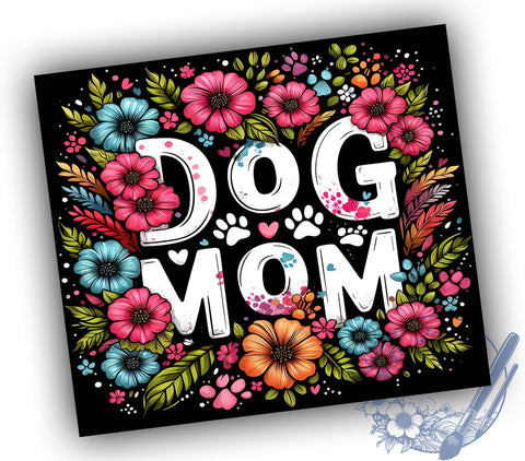 Dog Mom 20oz Skinny Tumbler, Dog Lover Tumbler Png, Straight & Tapered Tumbler Wrap, Instant Digital Download Sublimation ToriDesigns 
