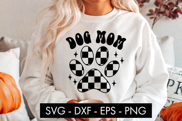 Dog Mom Checkered Paw SVG PNG Cut file SVG Freeling Design House 