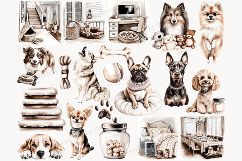 Dog Mom Clipart Set | 50 Dog Breeds PNG Graphics SVG GlamArtZhanna 
