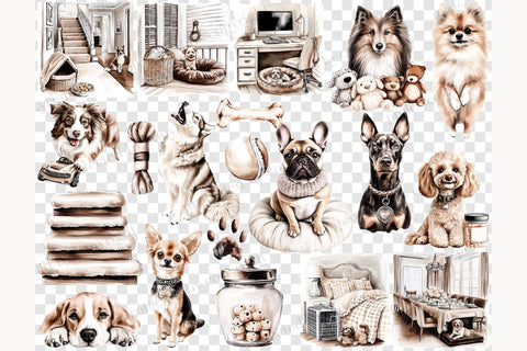 Dog Mom Clipart Set | 50 Dog Breeds PNG Graphics SVG GlamArtZhanna 