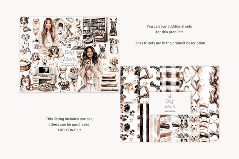 Dog Mom Clipart Set | 50 Dog Breeds PNG Graphics SVG GlamArtZhanna 