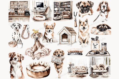 Dog Mom Clipart Set | 50 Dog Breeds PNG Graphics SVG GlamArtZhanna 