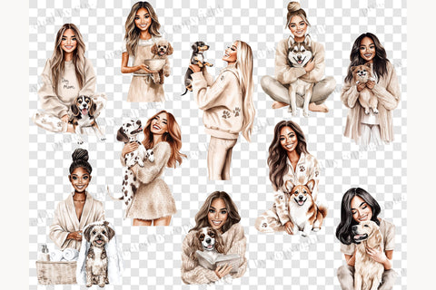 Dog Mom Clipart Set | 50 Dog Breeds PNG Graphics SVG GlamArtZhanna 
