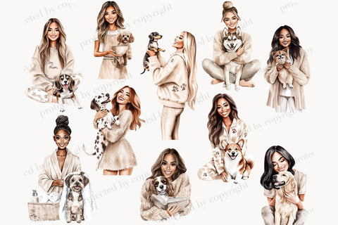 Dog Mom Clipart Set | 50 Dog Breeds PNG Graphics SVG GlamArtZhanna 