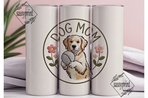Dog Mom Embroidered 20oz Tumbler Wrap Sublimation sassyprint 