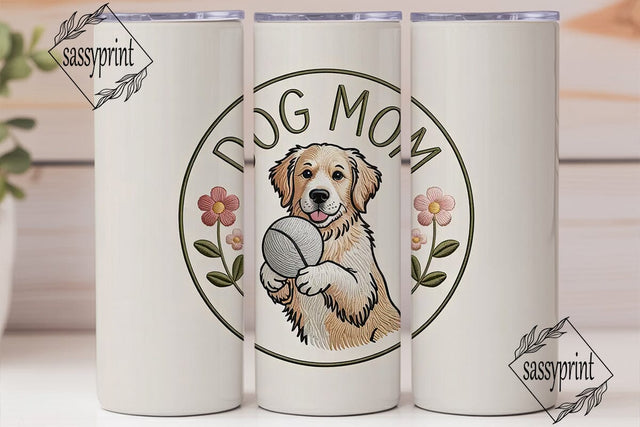 Dog Mom Embroidered 20oz Tumbler Wrap Sublimation sassyprint 
