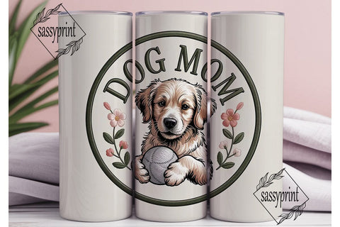 Dog Mom Embroidered 20oz Tumbler Wrap Sublimation sassyprint 