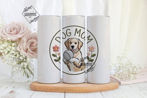 Dog Mom Embroidered 20oz Tumbler Wrap Sublimation sassyprint 